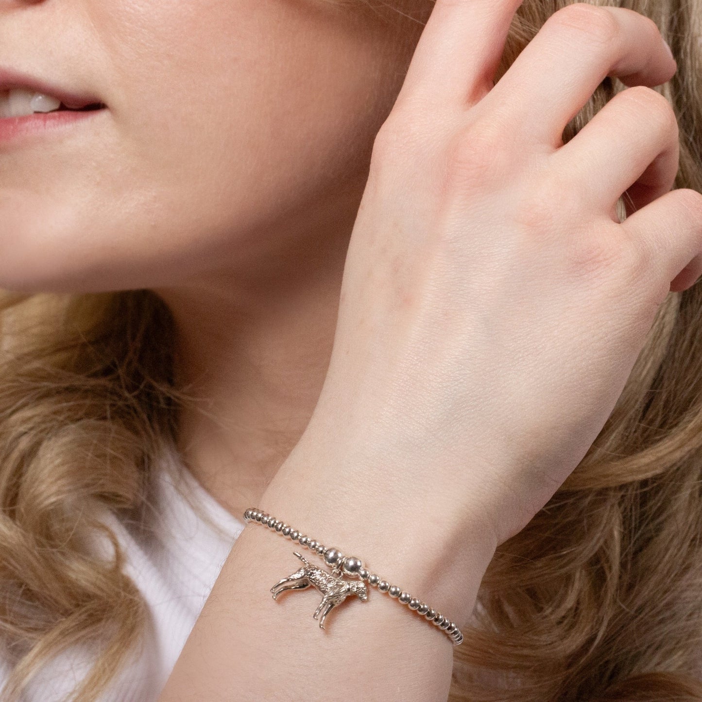 Vizsla Silver Ball Bead Bracelet - Personalised - MYLEE London