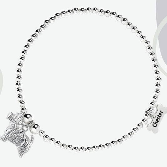 Westie Silver Ball Bead Bracelet - Personalised - MYLEE London