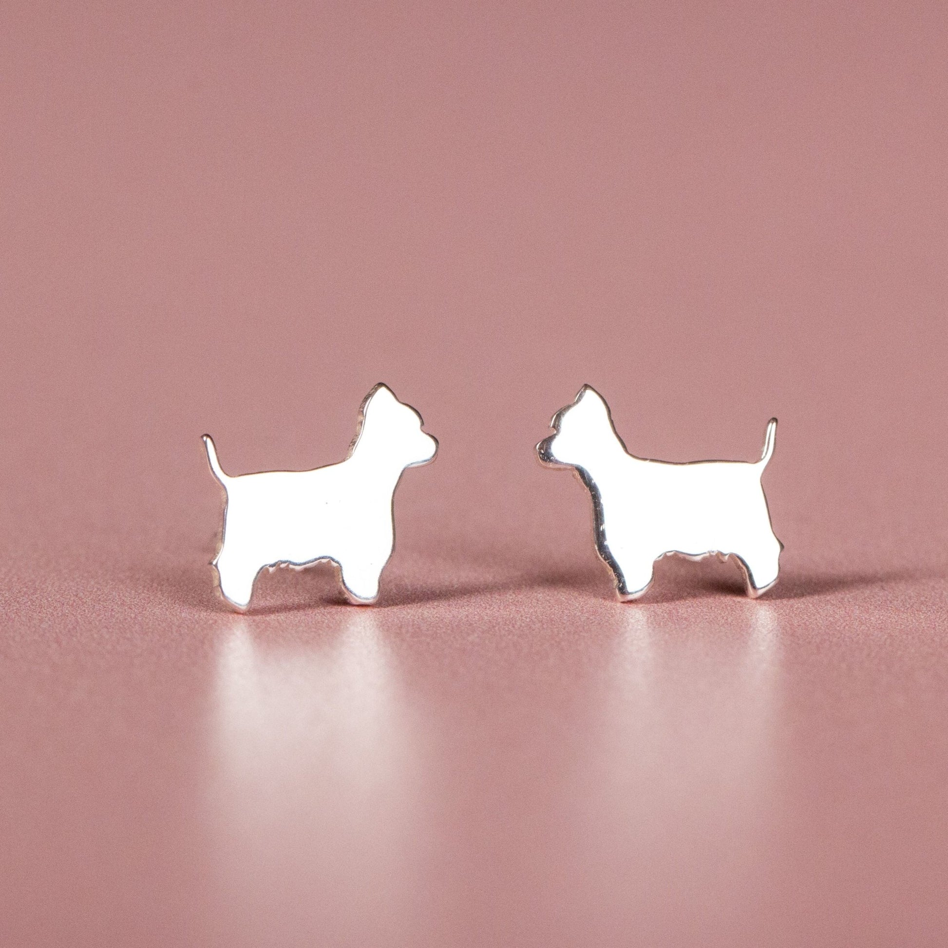Westie Silver Stud Earrings - MYLEE London