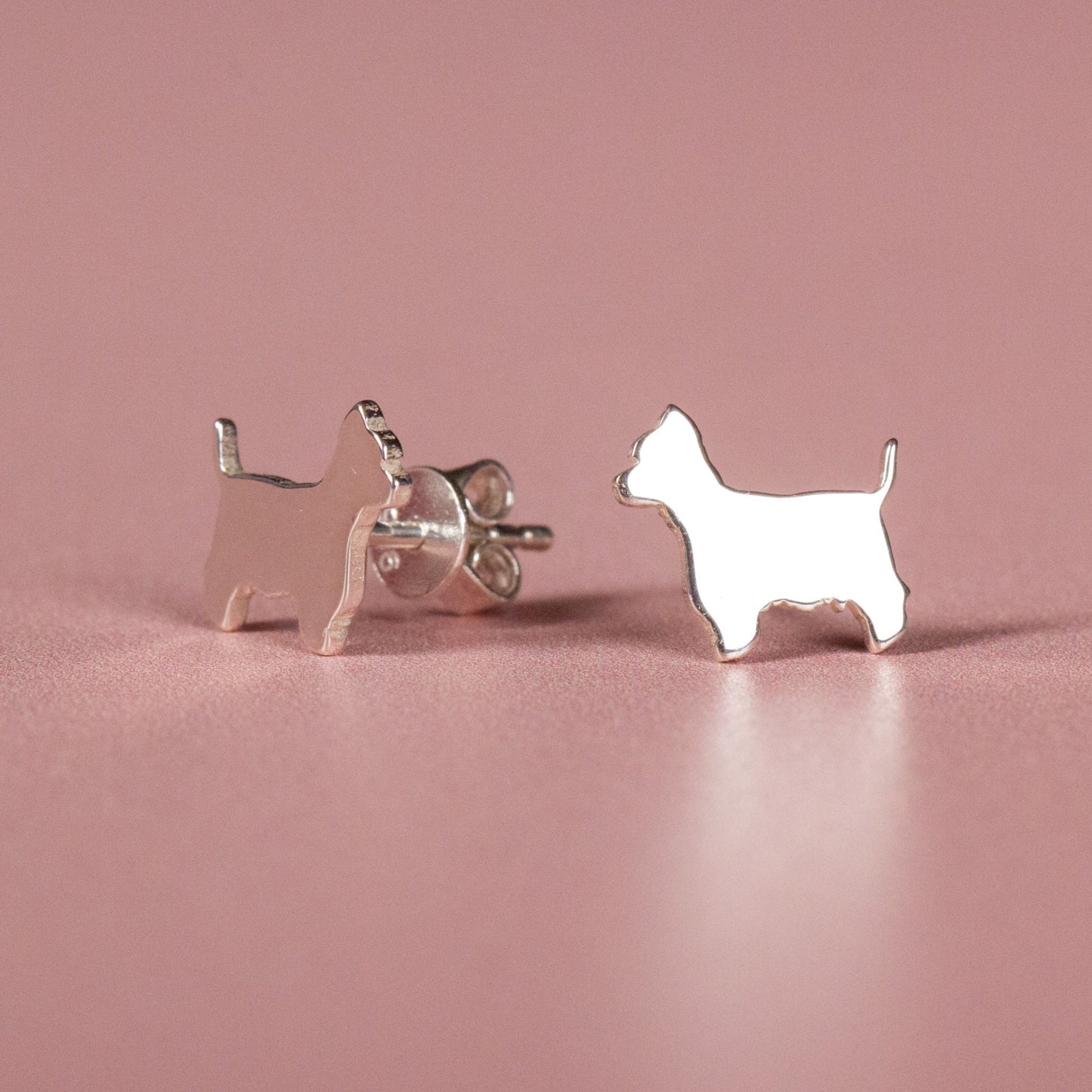 Westie Silver Stud Earrings - MYLEE London
