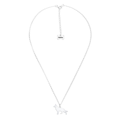 White Swiss Shepherd Dog Silhouette Silver Necklace - Personalised - MYLEE London