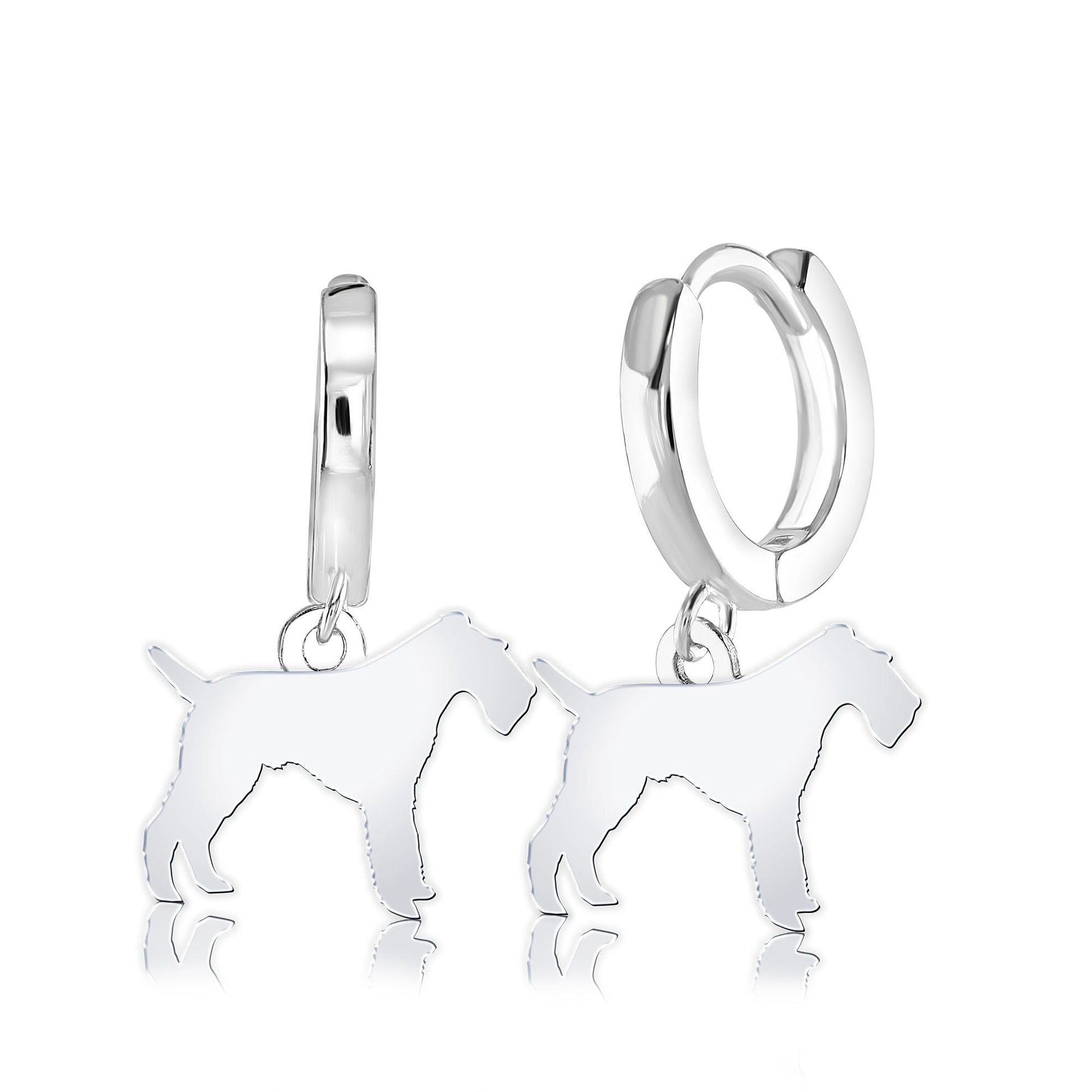 Wire Fox Terrier Silhouette Silver Earrings - MYLEE London