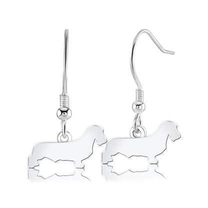 Wirehaired Dachshund Silhouette Silver Earrings - MYLEE London