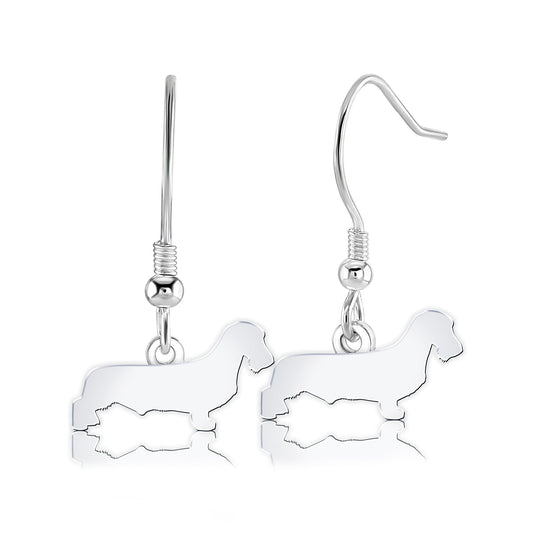 Wirehaired Dachshund Silhouette Silver Earrings - MYLEE London