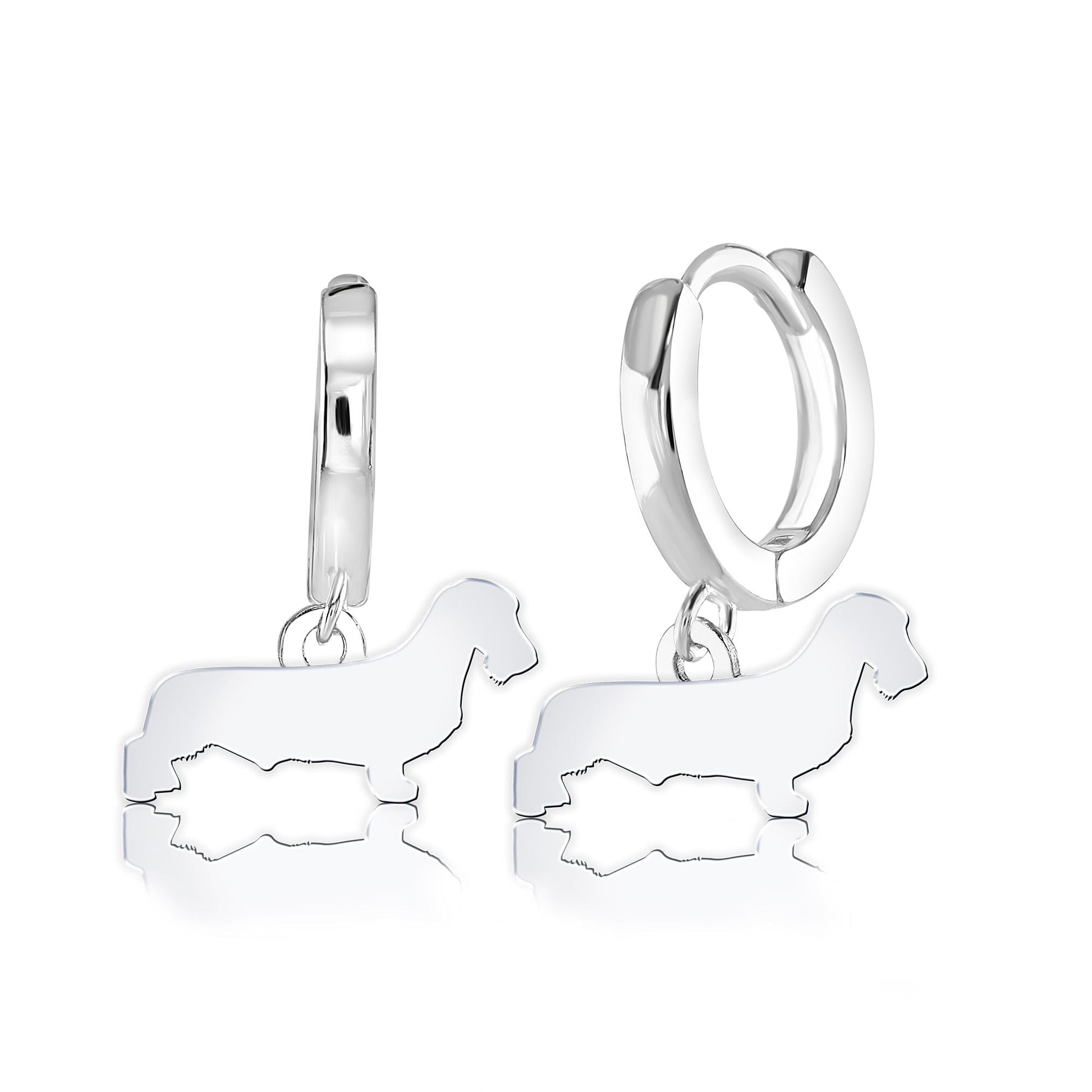 Wirehaired Dachshund Silhouette Silver Earrings - MYLEE London