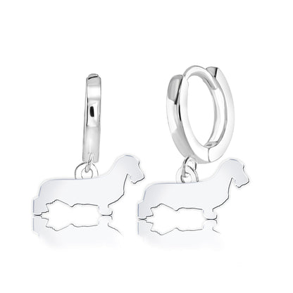 Wirehaired Dachshund Silhouette Silver Earrings - MYLEE London