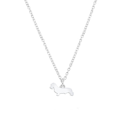 Wirehaired Dachshund Silhouette Silver Necklace - Personalised - MYLEE London