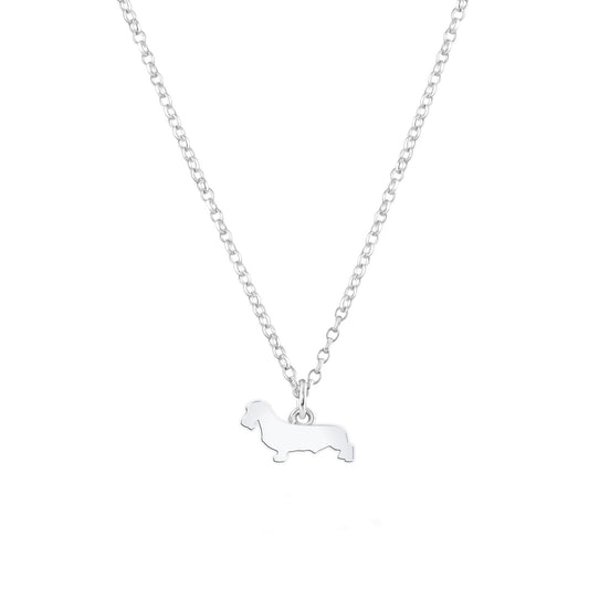 Wirehaired Dachshund Silhouette Silver Necklace - Personalised - MYLEE London