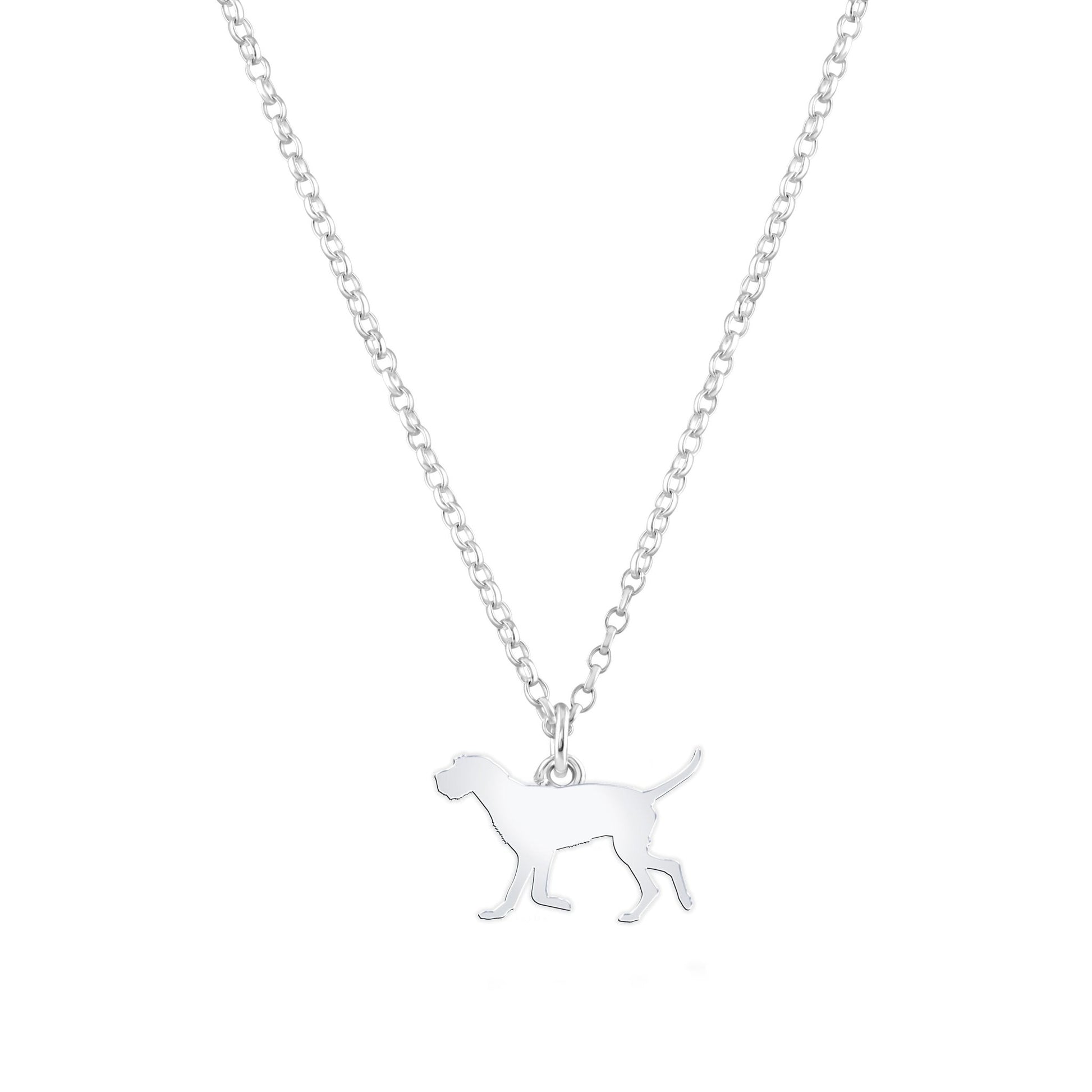 Wirehaired Vizsla Silhouette Silver Necklace - Personalised - MYLEE London
